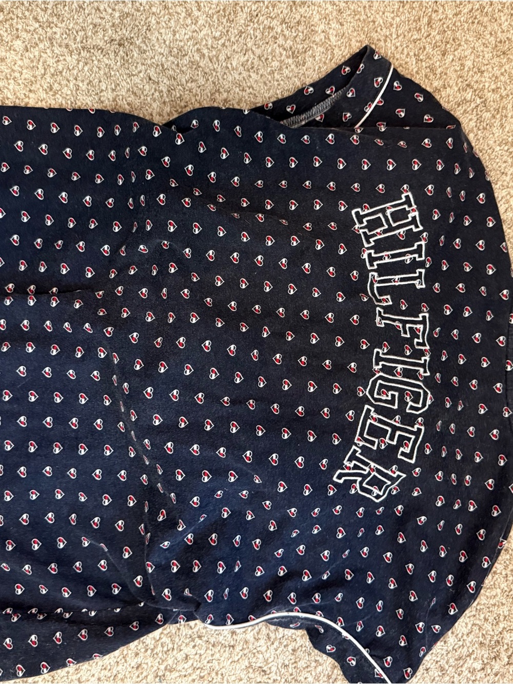 TOMMY HILFIGER Navy Heart-Print Women's Pajama Set - Picture 4 of 5